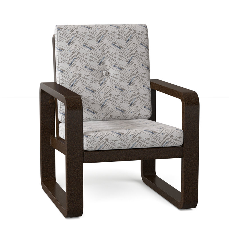 Chaise de patio avec coussin Vale, Toile toile Sunbrella® Bird's Eye, Brun châtaigne