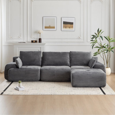 Canapé modulaire personnalisable en velours côtelé - Canapé en mousse à mémoire de forme adapté aux animaux de compagnie