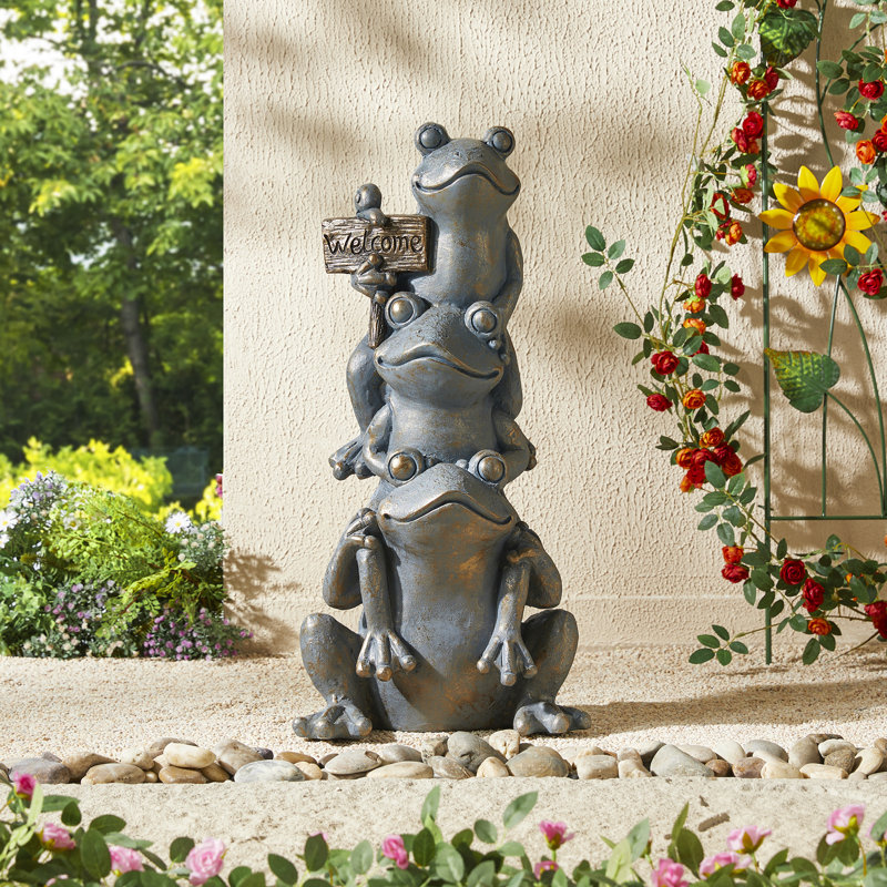 Statue de jardin grenouille empilée Zachary