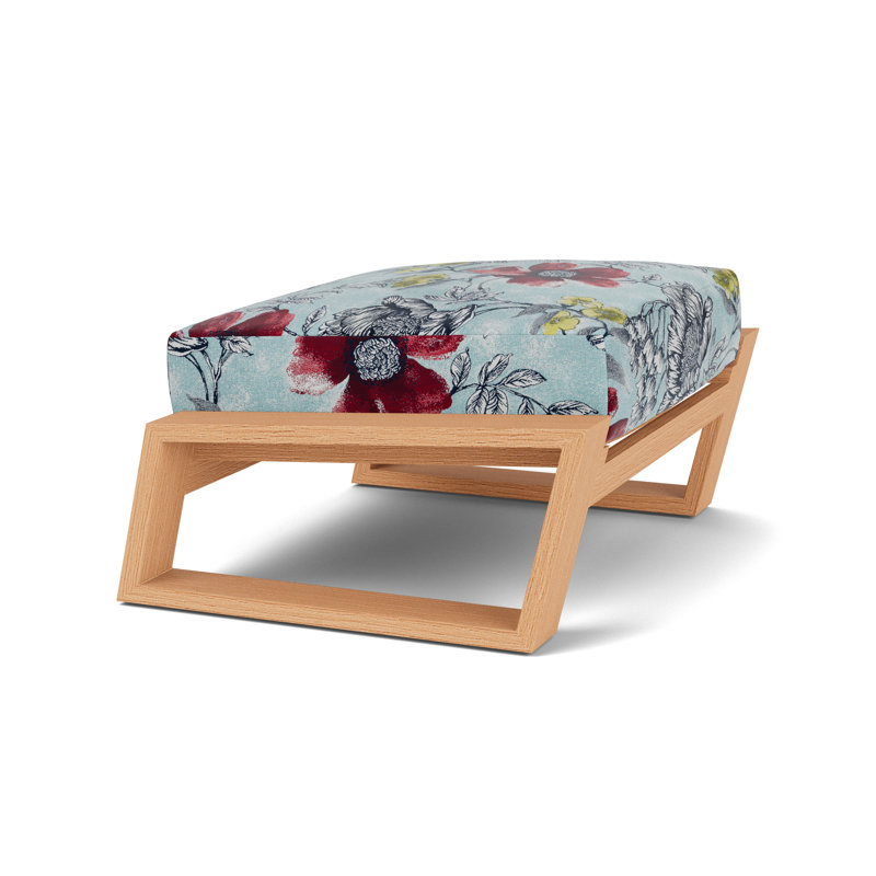 Pursuit Rectangle Outdoor Ottoman Patio Ottoman, Serena Floral Meadow