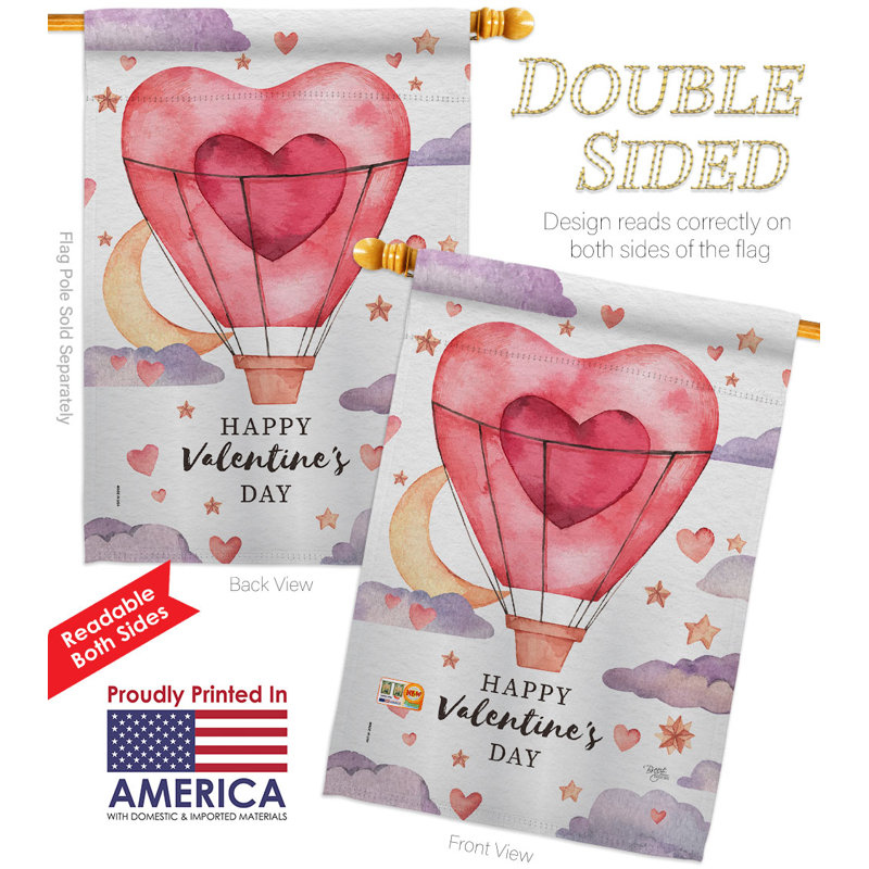 Drapeau de la maison de la Saint-Valentin ballon à 2 faces en polyester 28 po x 40 po