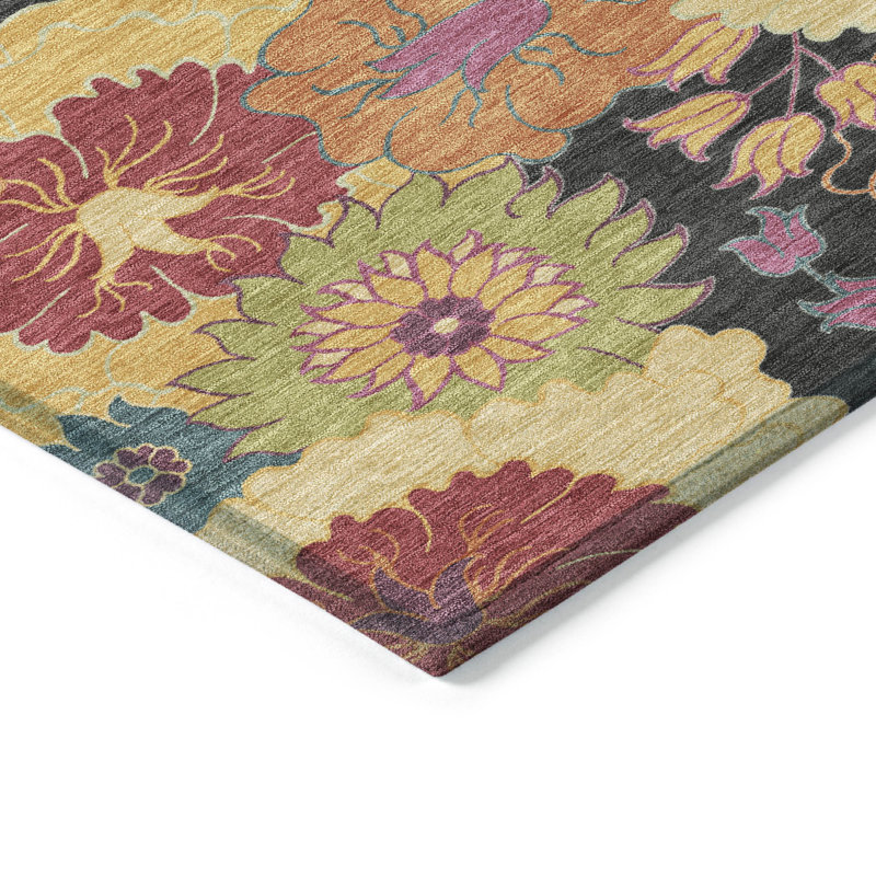 Tapis floral intérieur / extérieur lavable à la machine Chantille ACN2293, Rectangle 2 pi 6 po x 3 pi 10 po