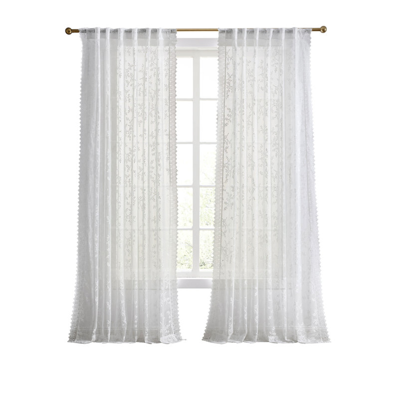 Ted Baker Chantilly White 50 X 84 Curtain Panel Pair (Set Of 2), 50" W x 96" L
