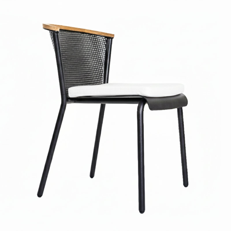 Riad Outdoor Dining Side Chair, Canvas Natural Sunbrella® Canvas, Anthracite
