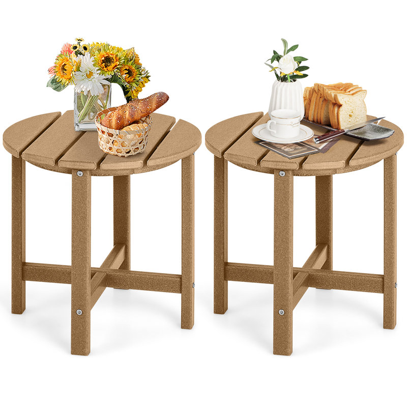 High-Density Polyethylene (HDPE) Round Side Table, Brown, 2