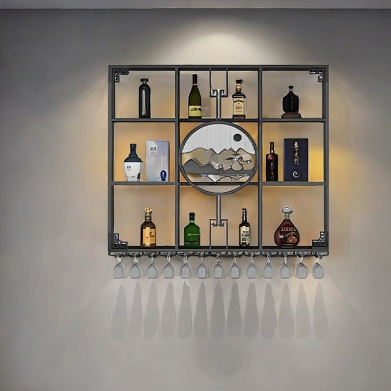 Multi-tier creative wall mounted wine rack L, Black