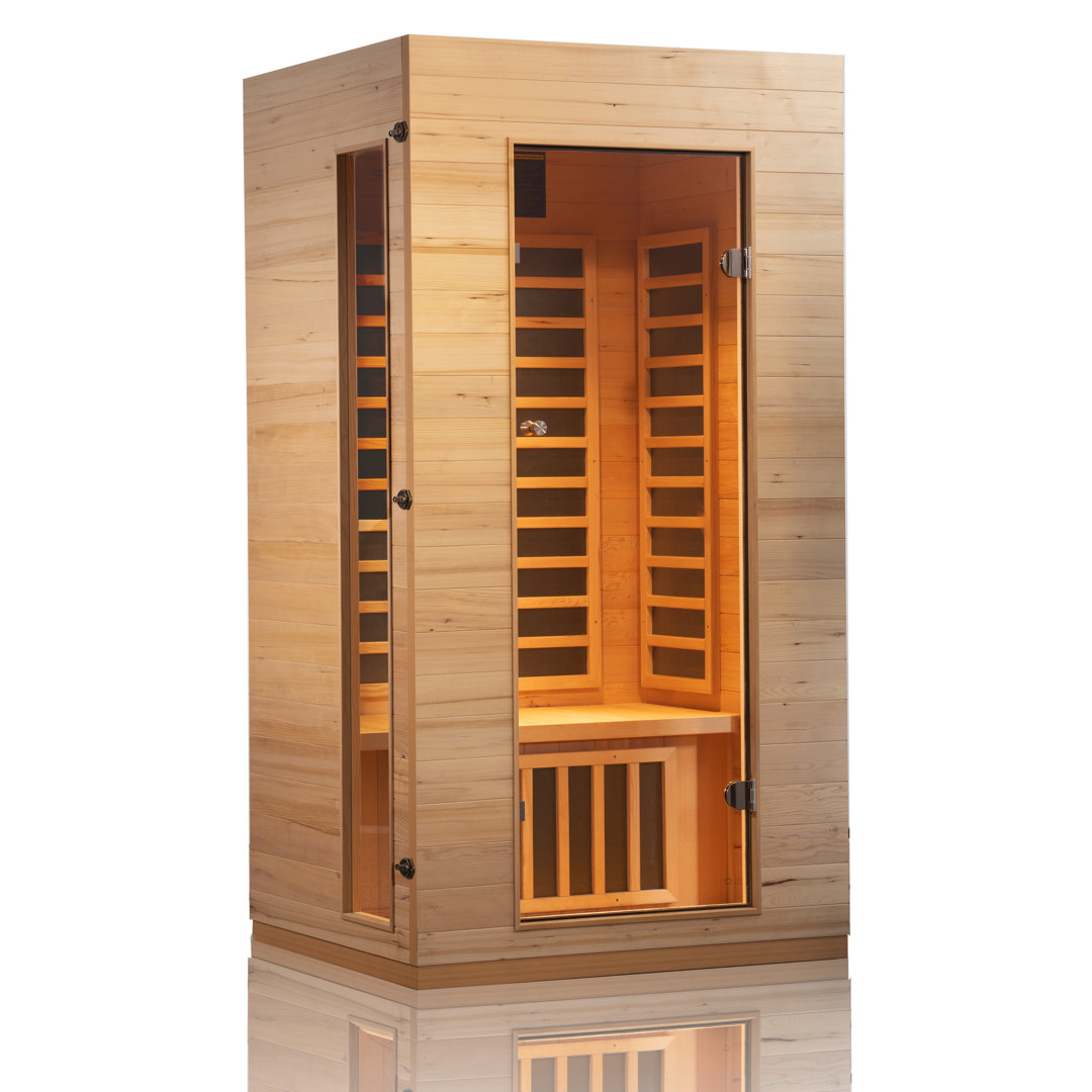 Hongyuan 1 Single Person Indoor Low EMF FAR Infrared Sauna in Hemlock royal saunas hongyuan Wood 
