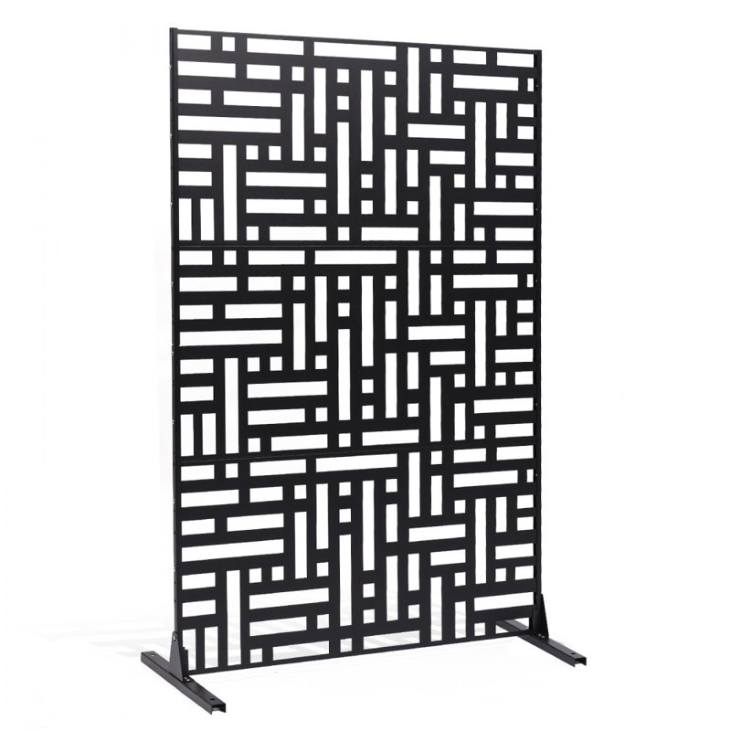 Paravents et panneaux d'intimité en métal pour patio, H 76 po x l 47 po x P 20 po, Noir, noir, noir, noir