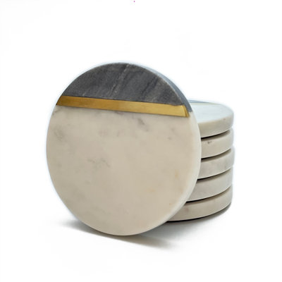 Marble Round 6 Piece Coaster Set