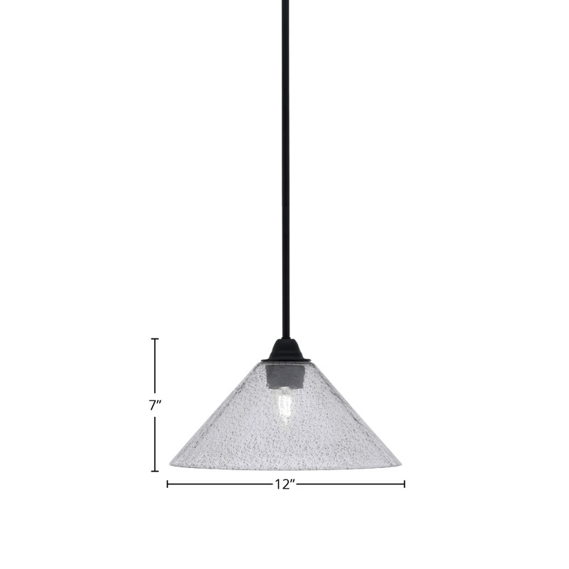 Paramount Stem Hung Pendant Shown In Matte Black Finish With 12" Smoke Bubble Glass