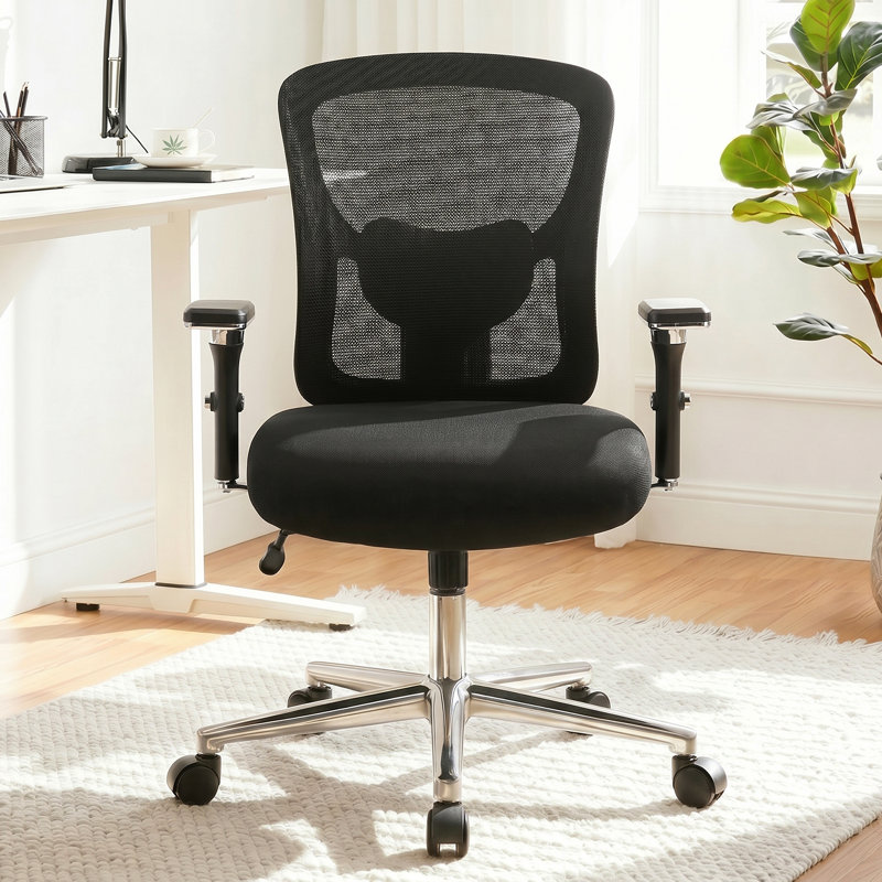 Home Office Big and Tall Office Desk Chair with Lumbar Support, 500lbs Heavy Duty Mesh Ergonomic Computer Chair with 4D Armrest and Wide Comfy Seat, Wheels for Adult