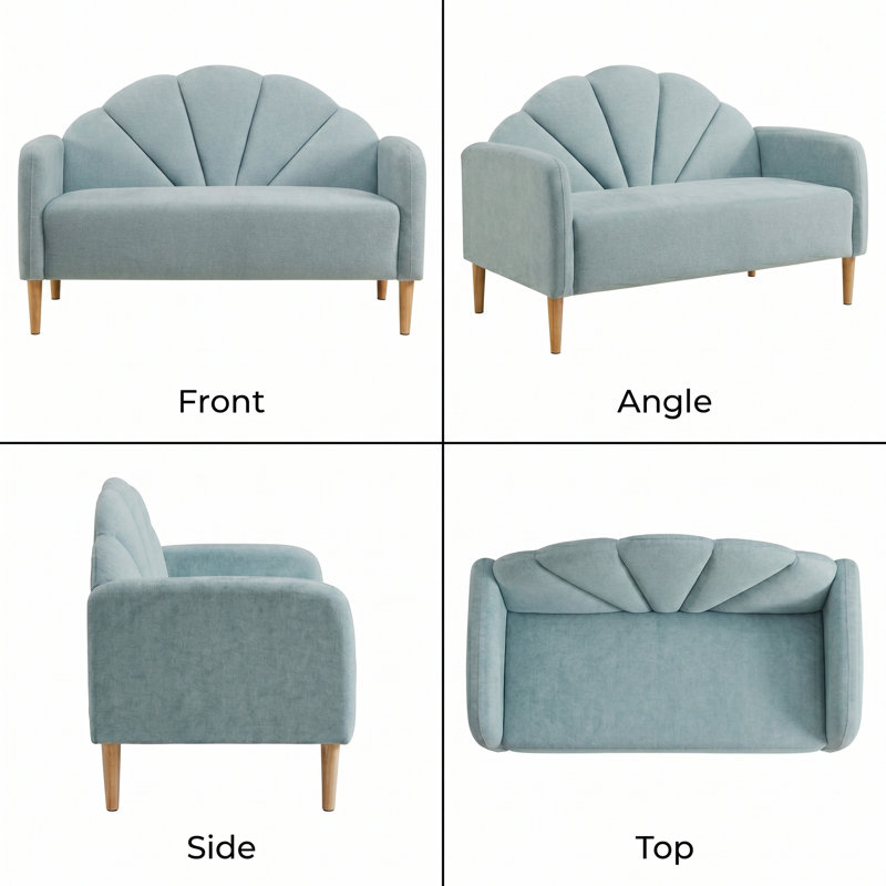 Billijo Solid and Manufactured Wood Standard Loveseat, Mineral Green, 33.07" H x 49.6" W x 29.92" D
