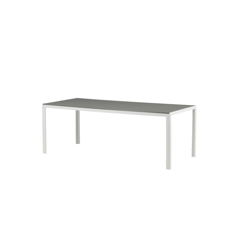 Jaafer Rectangular Wood Metal Outdoor Dining Table , 205cm cm W 90cm cm D, Grey/White