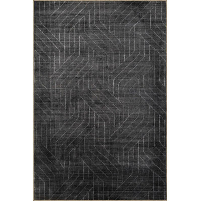 Black Themed Geometric Patterned Creative Modern Decorative Rug