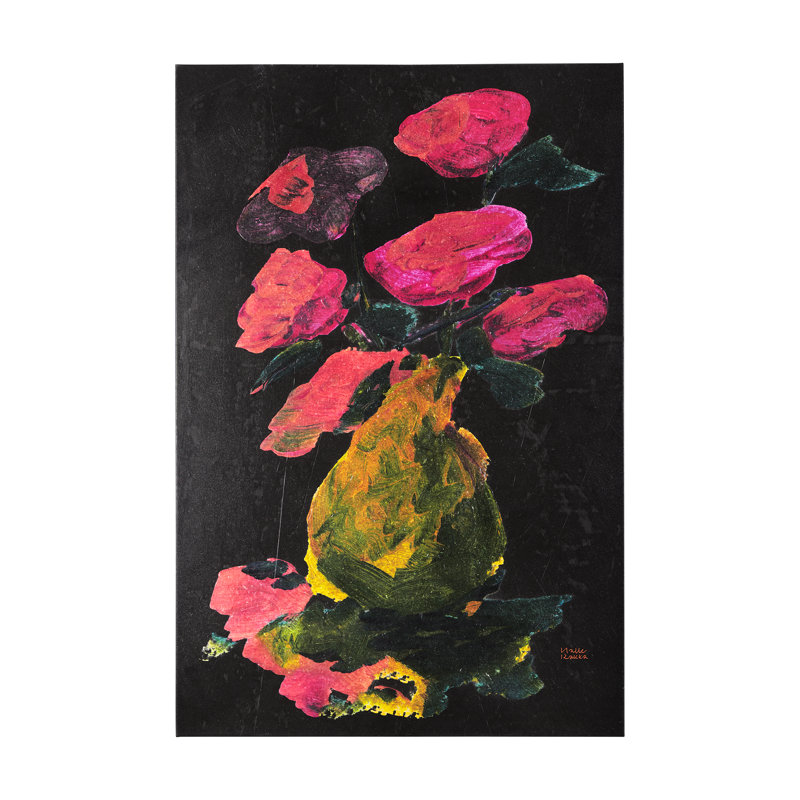 Midnight Flower I a Hand Embelished Textured Canvas, 60" H x 40" W x 1.5" D