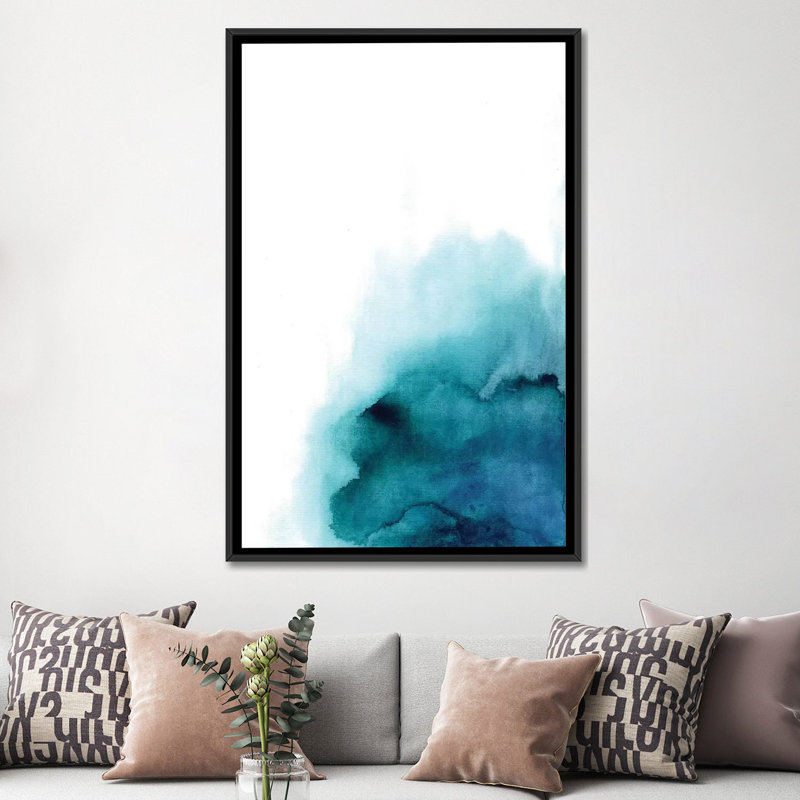 « blue drop », reproduction sur toile, H 26 po x l 18 po x P 1,5 po, Pas de tapis, Toile avec cadre noir