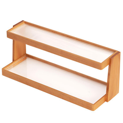 Porte-gobelet en bois de cerisier clair de luxe | Support de rangement pour tasse à café en acrylique | Support de rangement trapézoïdal de grande capacité | Présentoir de bureau