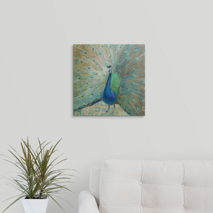 «Blue Peacock on Gold», impression de Danhui Nai, H 35 po x l 35 po x P 1,5 po, Toile