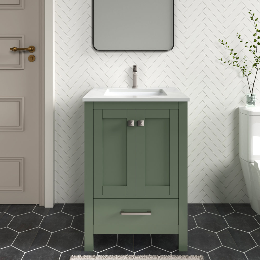 Amandie 24" Single Sink Freestanding Bathroom Vanity with Top Lark Manor™ Top 