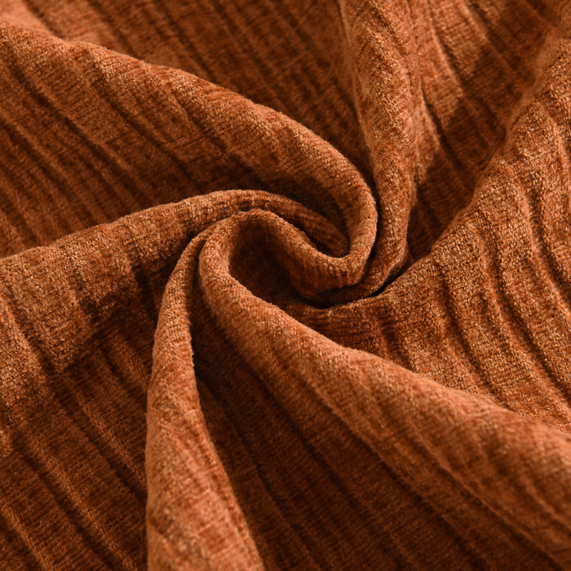Soft Chenille Stripes Solid Cushion Cover Cozy Neutral Farmhouse Pillow Covers, Burnt Orange, Square 26"