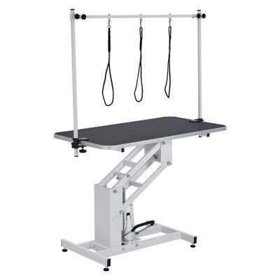 Table de toilettage hydraulique 43,3 po pour animaux de compagnie - capacité de 350 lb, hauteur réglable, station de lavage antidérapante pour chiens