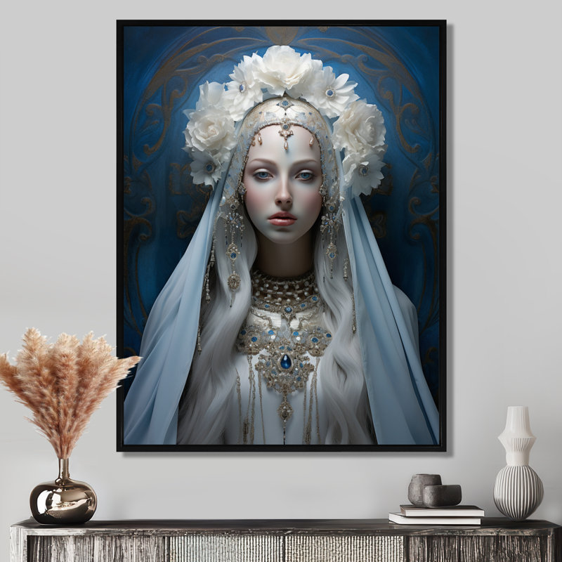 Couronne sacrée de la Sainte-Marie, reproduction d'art mural, Toile avec cadre flottant noir, H 32 po x l 16 po x P 1 po