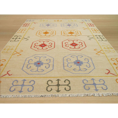 Tapis beige en laine tissé à la main Bovey