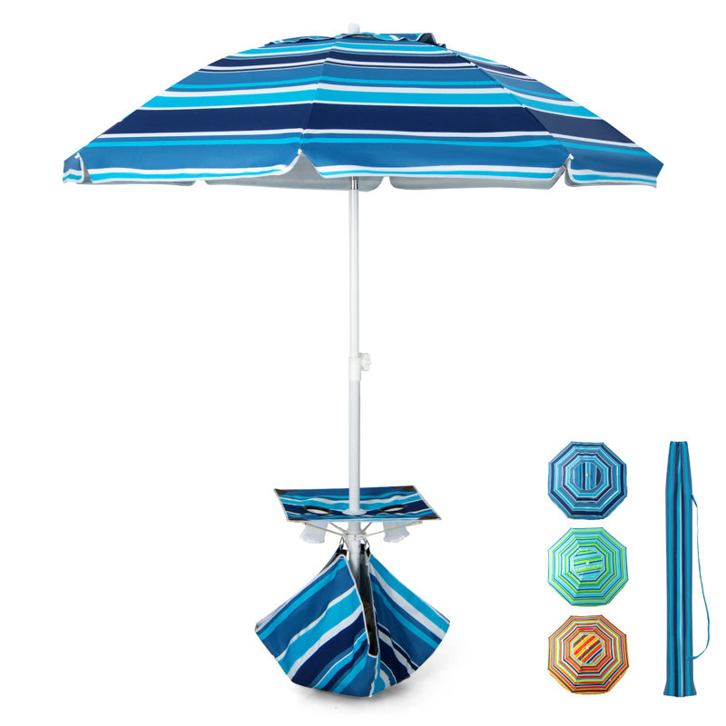 Arletha 176cm Beach Parasol, Navy Blue