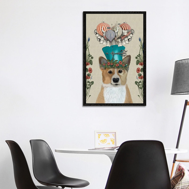 Corgi II by Fab Funky - Gallery-Wrapped Canvas Giclée on Canvas, Black Framed, 101.6 cm H x 66.04 cm W