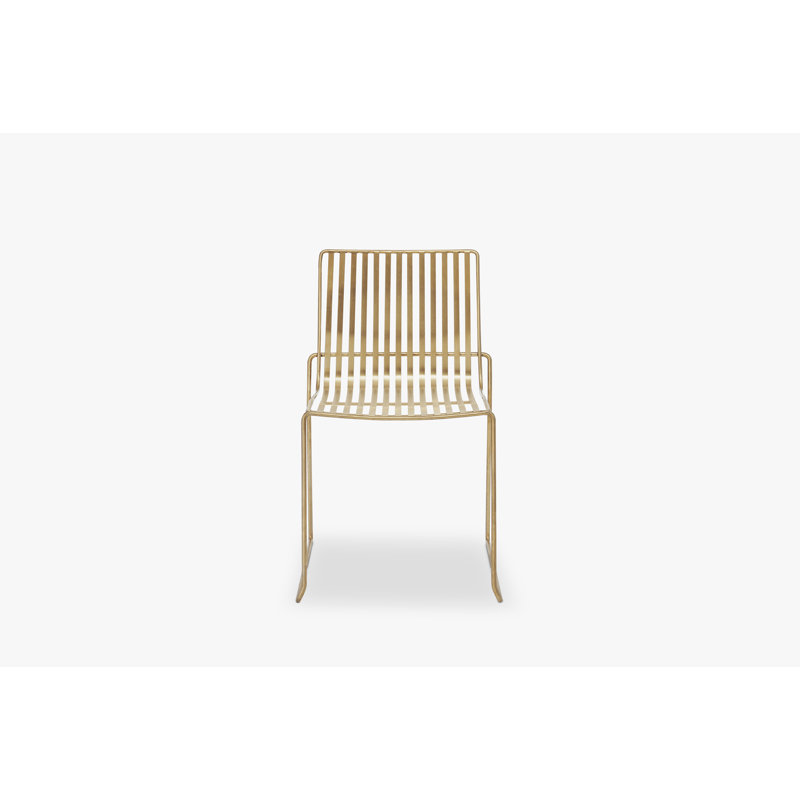 Ariss 116.84cm H Slat Back Stacking Side Chair, Brass