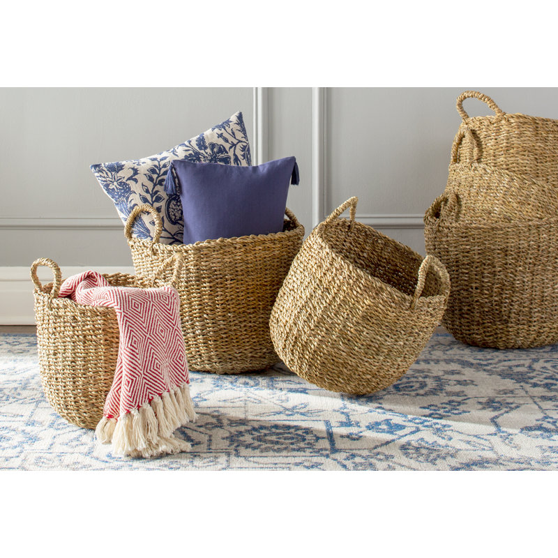 Handmade Seagrass Basket With Handles - Set of 3