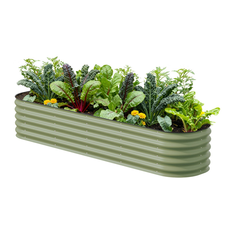 Lit de jardin surélevé modulaire en métal 17 po 9 po de hauteur 17 po, 17" H x 42" W x 78" D, Vert olive