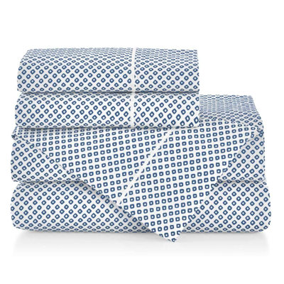 Emma 300 Thread Count Geometric 100% Cotton Sateen Sheet Set