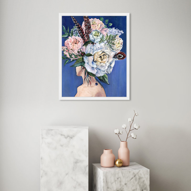 Beautiful Floral Hair - Peinture encadrée sur papier, H 32 po x l 26 po, Blanc
