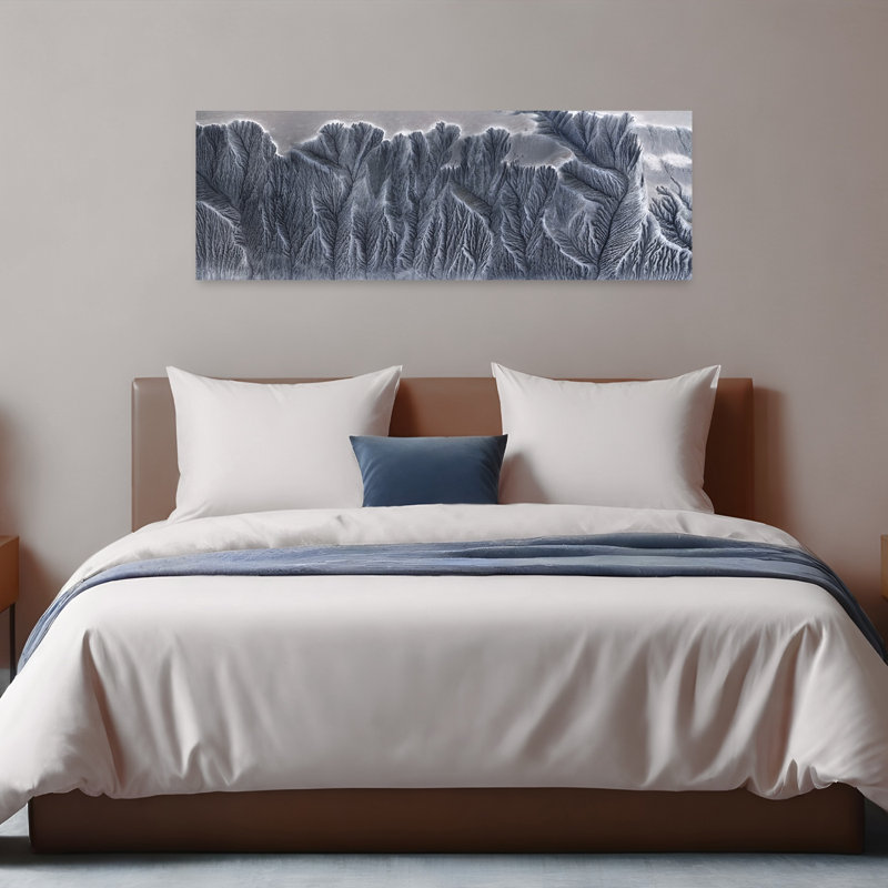 Arbre flottant, motifs abstraits organiques contemporains, art mural, H 16 po x l 48 po