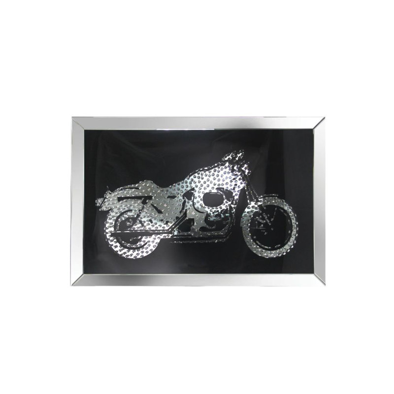 Nevina Crystal Bike-Shaped Wall Mirror with Black Background