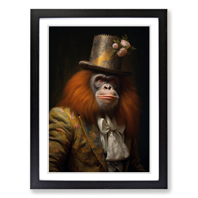 Orangutan Rococo - Single Picture Frame Print on Wood