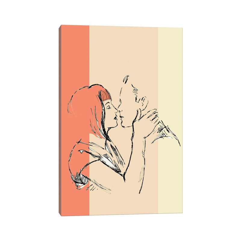 Lovers Kissing by Fanitsa Petrou - Wrapped Canvas Print, 20.32 cm H x 30.48 cm W