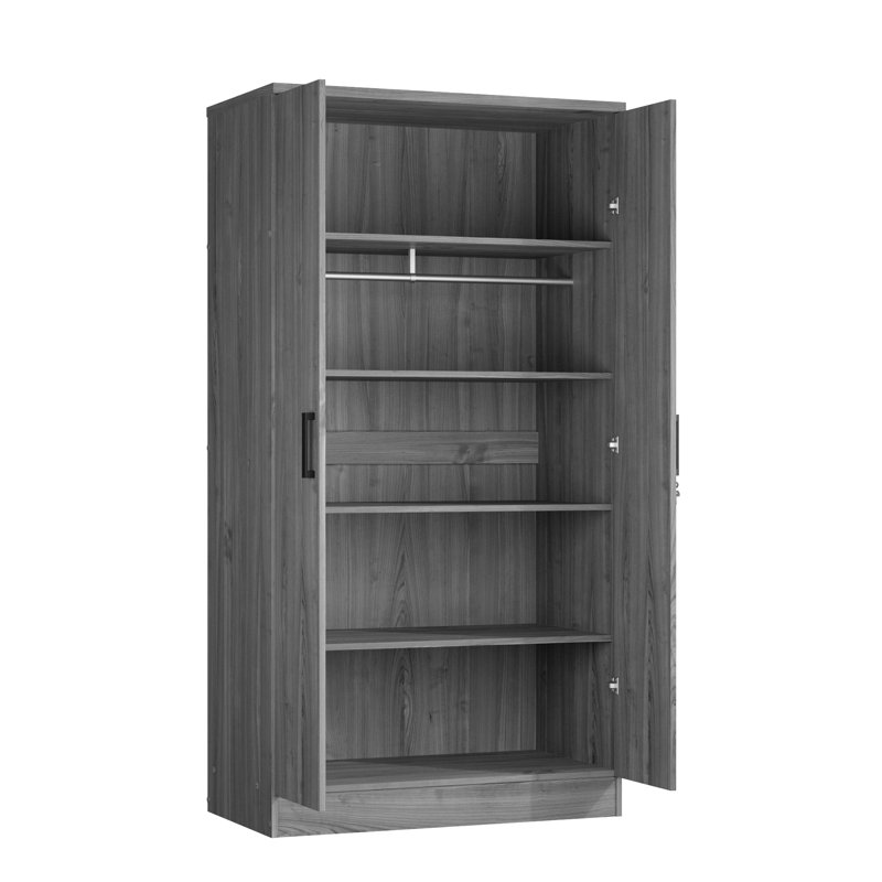 Armoire suspendue à 2 portes de 72 po de hauteur Lacandis, Gris