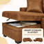 Canapé-lit modulaire convertible de 71 po avec méridienne réversible et lit escamotable, tissu respirant brun clair, facile à assembler et peu encombrant-127420334