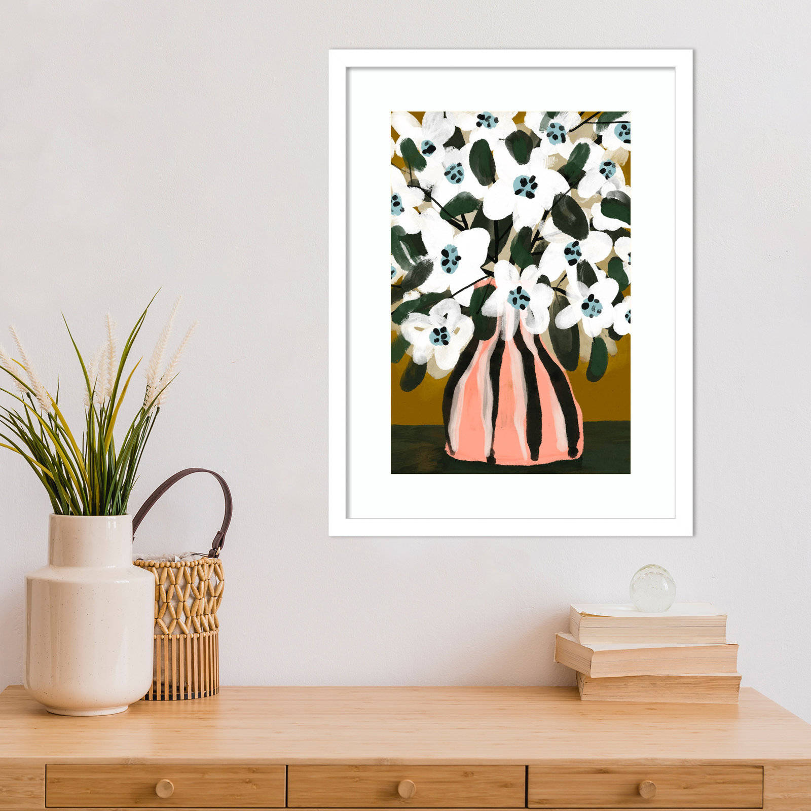 Galya "Pastel Flower Impression No. 9" Print, 21" H x 16" W, White