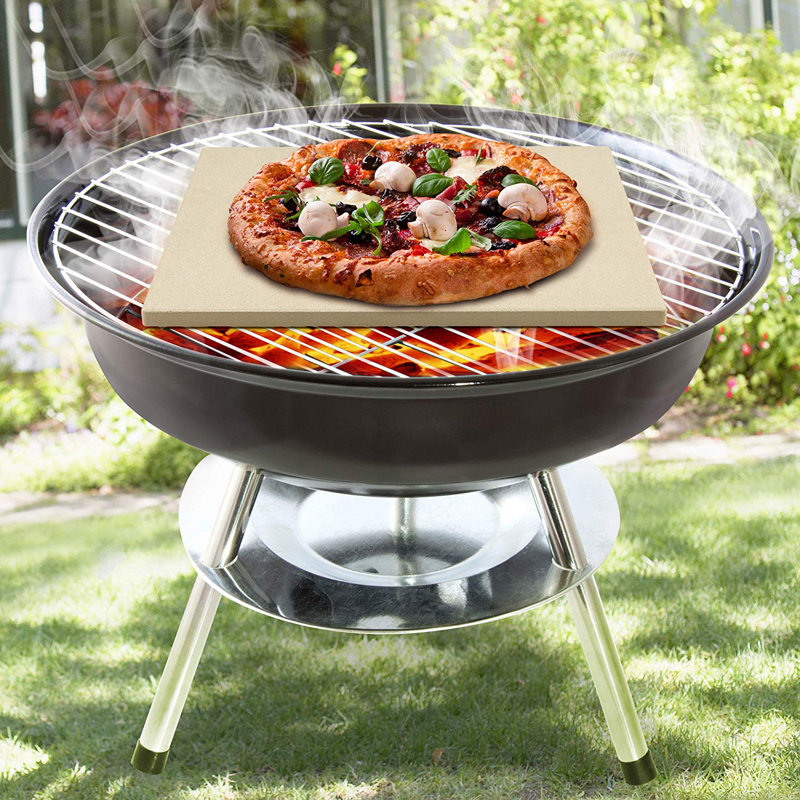 Cook N Home Classic 14 x 16 Inch Pizza Stone with Scraper, Heavy Duty Cordierite Baking Stone for Oven and Grill, Thermal Shock Resistant, Ideal for Baking Crisp Crust Pizza