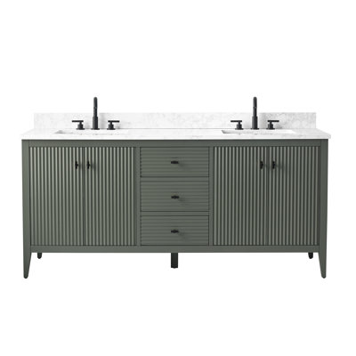 Meuble-lavabo double 72 po avec plateau en marbre