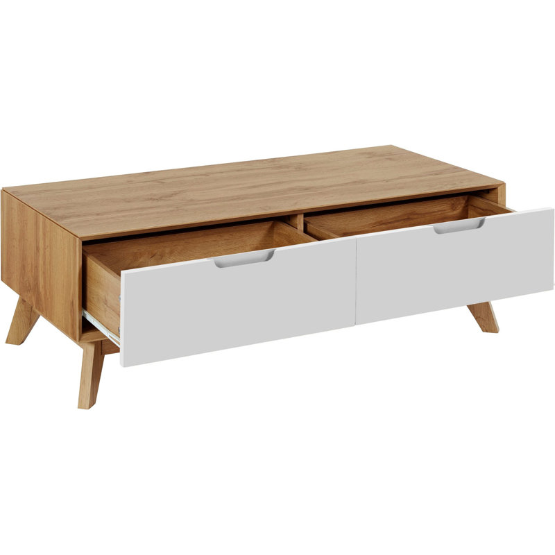 Oriska Four Leg Coffee Table with Storage, Oak/White