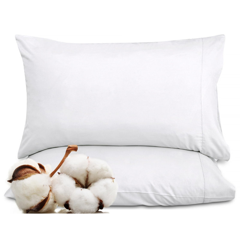 Ensemble de 2 taies d'oreiller 100% coton à longues fibres tissées à densité de tissage 300 fils Royale Linens, Grand