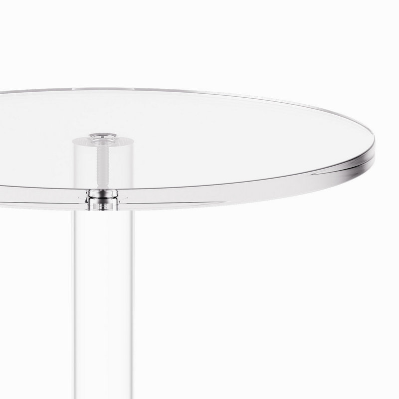 Table à boissons en acrylique, plateau rond transparent avec poteau plein, support de table à gâteaux en acrylique moderne, bureau d'appoint transparent pour café, boisson, nourriture, collation, assemblage facile, 10 x 10 x 21,3 po (transparent)
