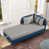Blue PU and Light Gray Velvet