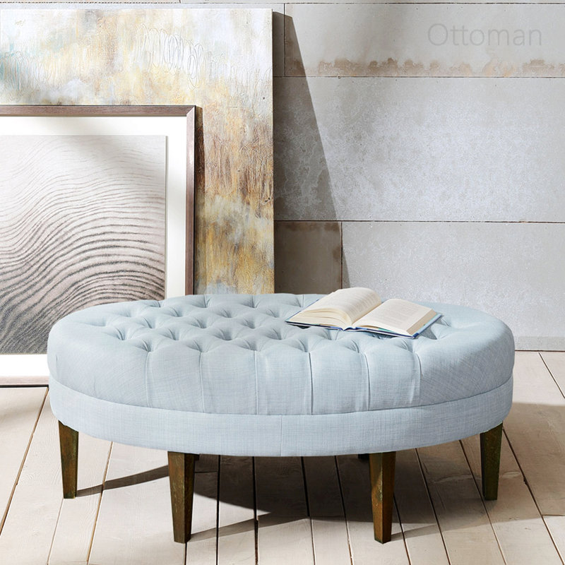 Repose-pieds capitonné 1pc pour espace de vie, Bleu cendré