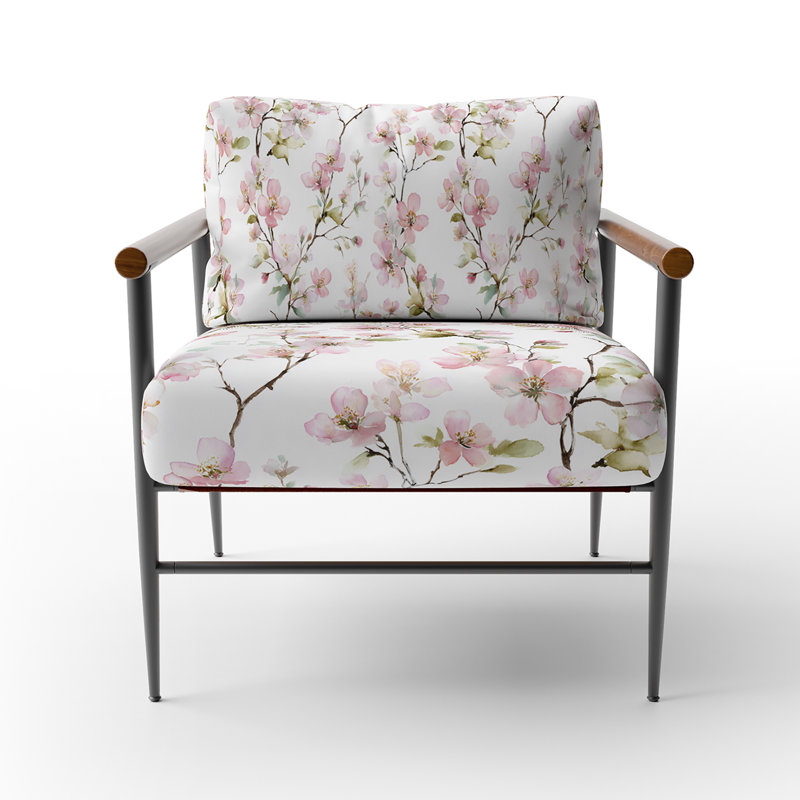 Chaise d'appoint Floral, Bras ronds bruns