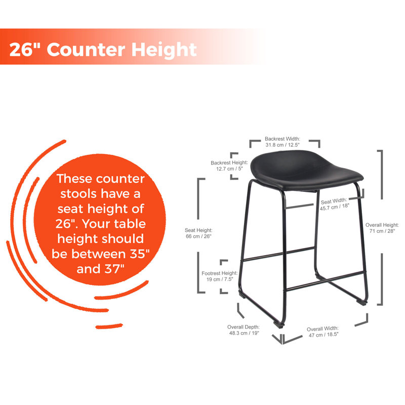Tabouret de comptoir 26 po Inna, Noir